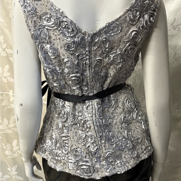 Vintage Onyx Nite Silver Sheath Bateau Neck Sleeveless Cocktail Top - Picture 4 of 7